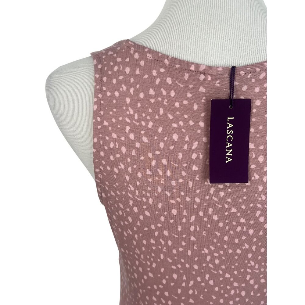 NWT Lascana Pink Sleeveless Ruched Printed Casual Soft Stretchy Flowy Mini Dress - Picture 8 of 16